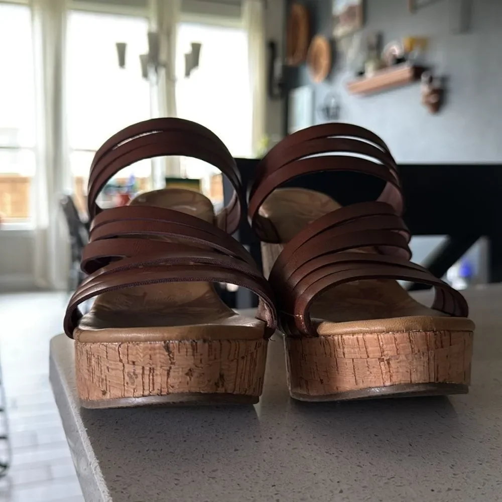 Blowfish Brown Cork Wedge Sandals